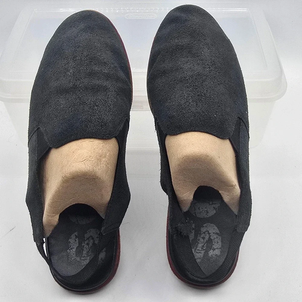Sorel Sandals Womens Size 10 Black Suede Slingback Strappy Damage Shoes